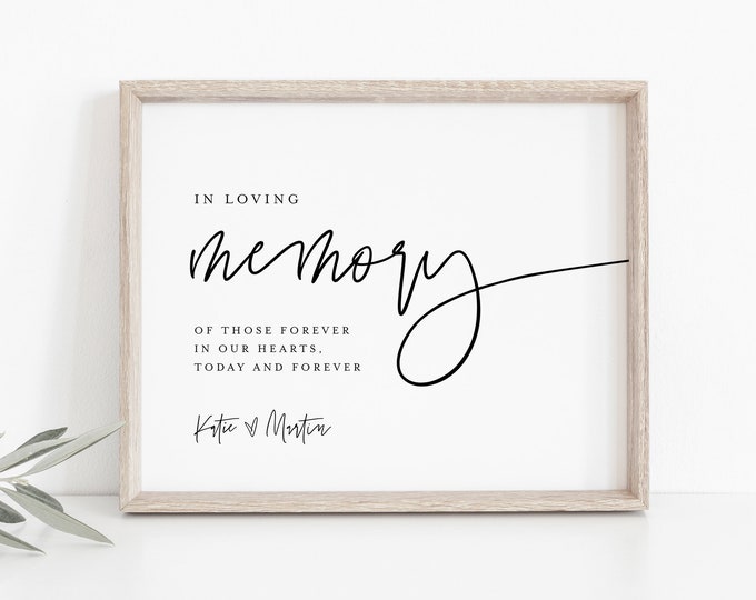 In Loving Memory Sign, INSTANT DOWNLOAD, Editable Text, Printable Wedding Decor, Modern, Minimalist Wedding Memorial Sign, DiY #0009-24S