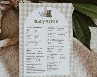 Baby Shower Trivia Game, Baby Trivia Game, Locally Grown Baby Shower, Farmers Market, Gender Neutral, Editable Template, Templett 0059-01BAG