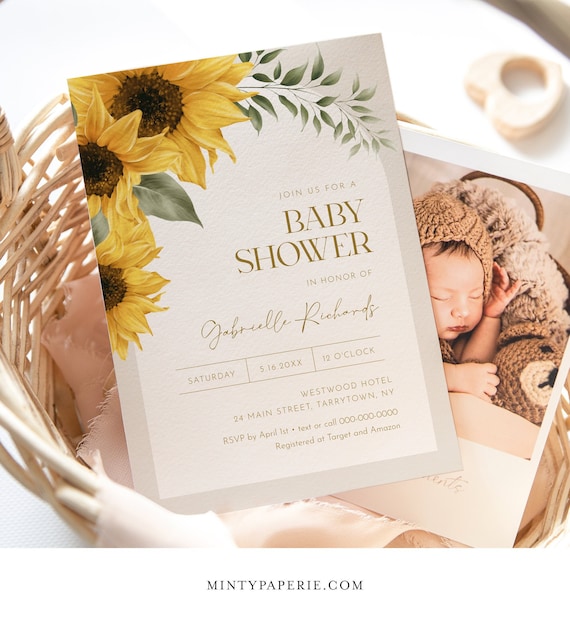 Sunflower Baby Shower Invitation Summer Sunflower Baby Shower Etsy