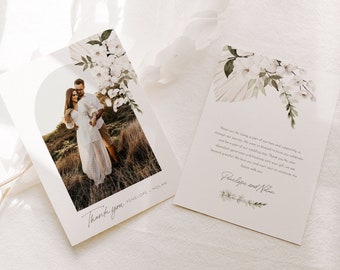 Photo Thank You Card, Bohemian, Custom Wedding Thank You Card Template, Editable, Instant Download, Templett, Flat Card, 5x7 #0028B-195TYC