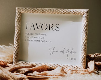 Minimalist Favors Sign, Modern Thank Guests Tabletop Sign, Take A Favor, Editable Template, Instant Download, Templett, 8x10 #0026B-18S