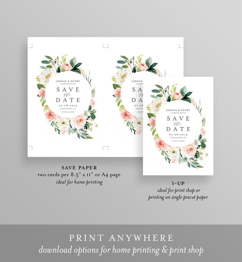 Selfediting Save the Date Template Printable Floral Wedding Etsy