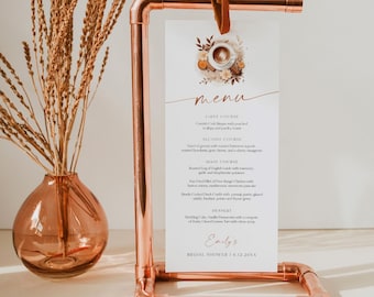 Coffee Menu, Printable Love is Brewing Bridal / Baby Shower Dinner Menu Card, Editable Template, Instant Download, Templett #0060-161WM