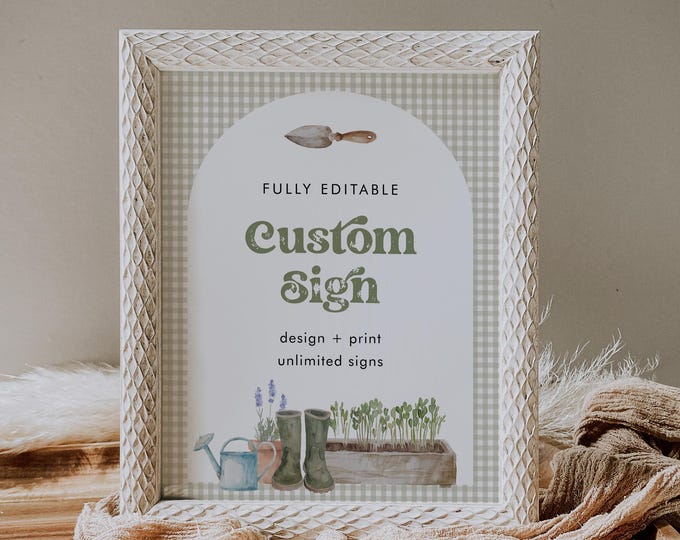 Locally Grown Custom Sign Template, Garden Baby Shower, Farmers Market, Create Unlimited Signs, Instant Download, Templett #0059-230CS