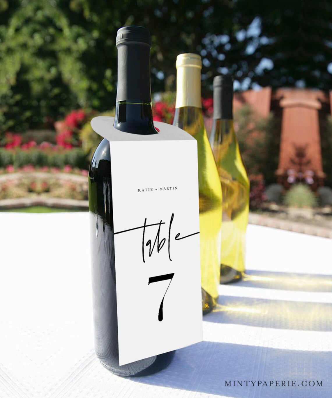 Modern Wine Table Number Tag Template, Wedding Wine Bottle Tag ...