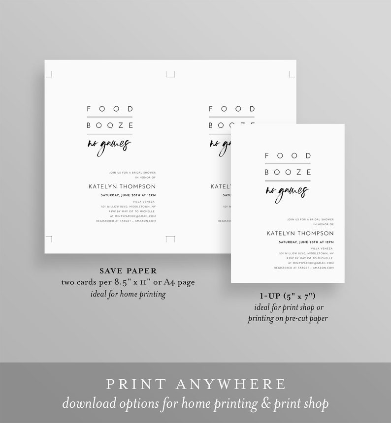 Funny Bridal Shower Invitation Template Minimalist Wedding Etsy