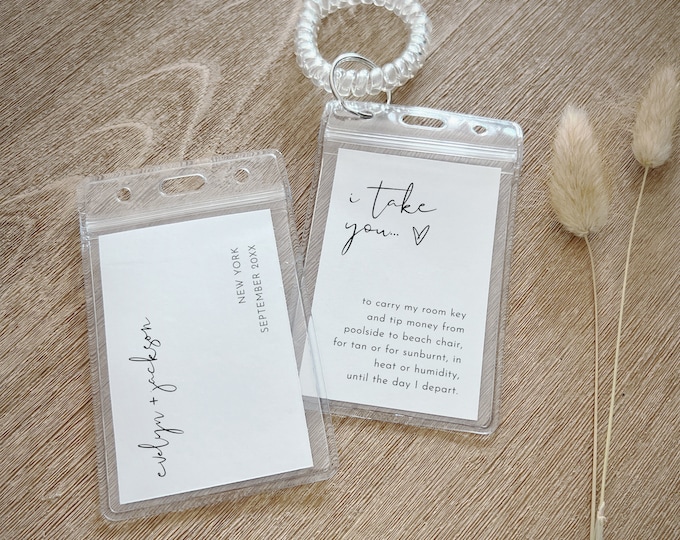 Wedding Room Key Card Tag Template, Printable Modern Key Card Pocket, Destination Wedding, Minimal, Instant Download, Templett #0031-106RKH