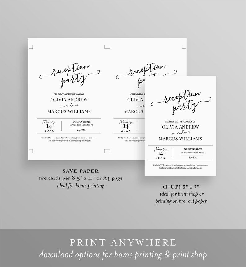Wedding Reception Invitation, Reception Party Printable, Wedding Invite, Fully Editable Template, INSTANT DOWNLOAD, Digital, DIY 030-101WR image 7