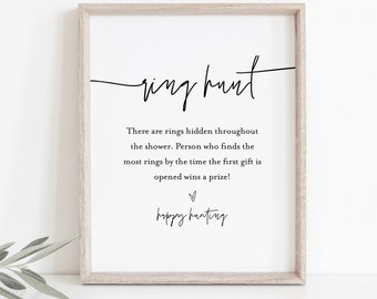 Ring Hunt Bridal Shower Game, Minimalist Ring Game Template, Bridal Shower Printable, Editable, Instant Download, Templett #0009-362BG