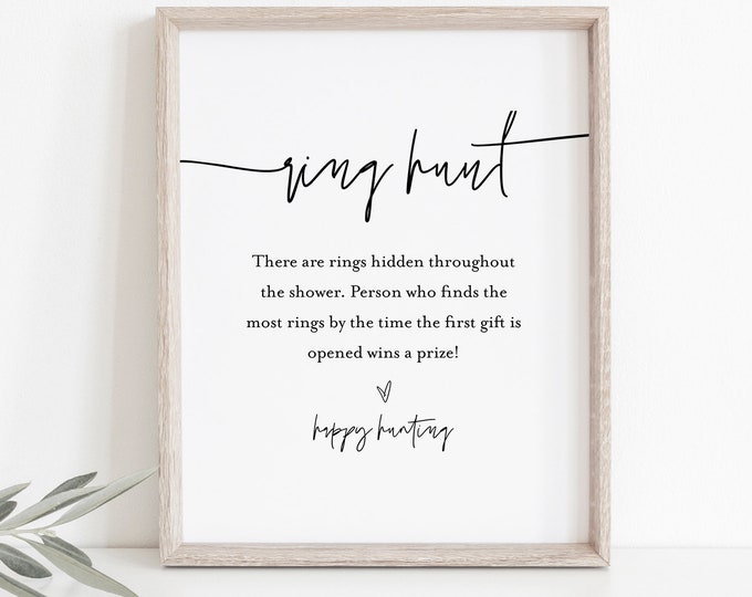 Ring Hunt Bridal Shower Game, Minimalist Ring Game Template, Bridal Shower Printable, Editable, Instant Download, Templett #0009-362BG