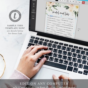 Would She Rather Bridal Shower Game, Instant Download, Edit Questions, EditableTemplate, Printable Wedding Shower, Templett #076-181BG image 4