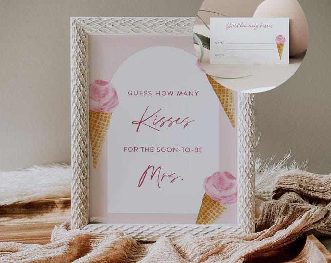 How Many Kisses Bridal Shower Game, Hershey Kisses Game, Cherry Bridal Shower Printable, Sign & Ticket, Instant Download #0035-29BRG