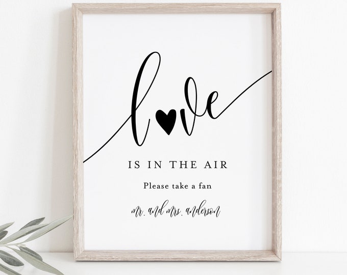 Love is in the Air Sign, Wedding Fan Program Sign, Take a Fan Program, Summer, 100% Editable Template, Instant Download, Templett #008-04S