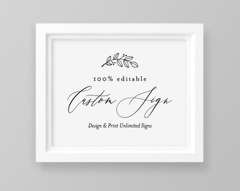 Editable Wedding Sign Template, Create Unlimited Custom Signs, DIY Printable Tabletop Signs, INSTANT DOWNLOAD, Templett 5x7, 8x10 #052-121CS