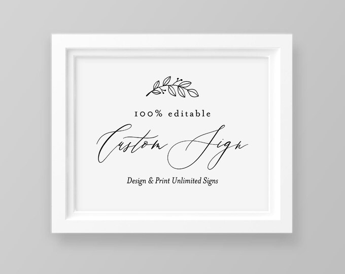 Editable Wedding Sign Template, Create Unlimited Custom Signs, DIY Printable Tabletop Signs, INSTANT DOWNLOAD, Templett 5x7, 8x10 #052-121CS