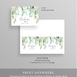 Lush Garden Thank You Card, Greenery Wedding / Bridal Shower, Editable Template, Flat and Folded, Instant Download, Templett #068A-155TYC image 6