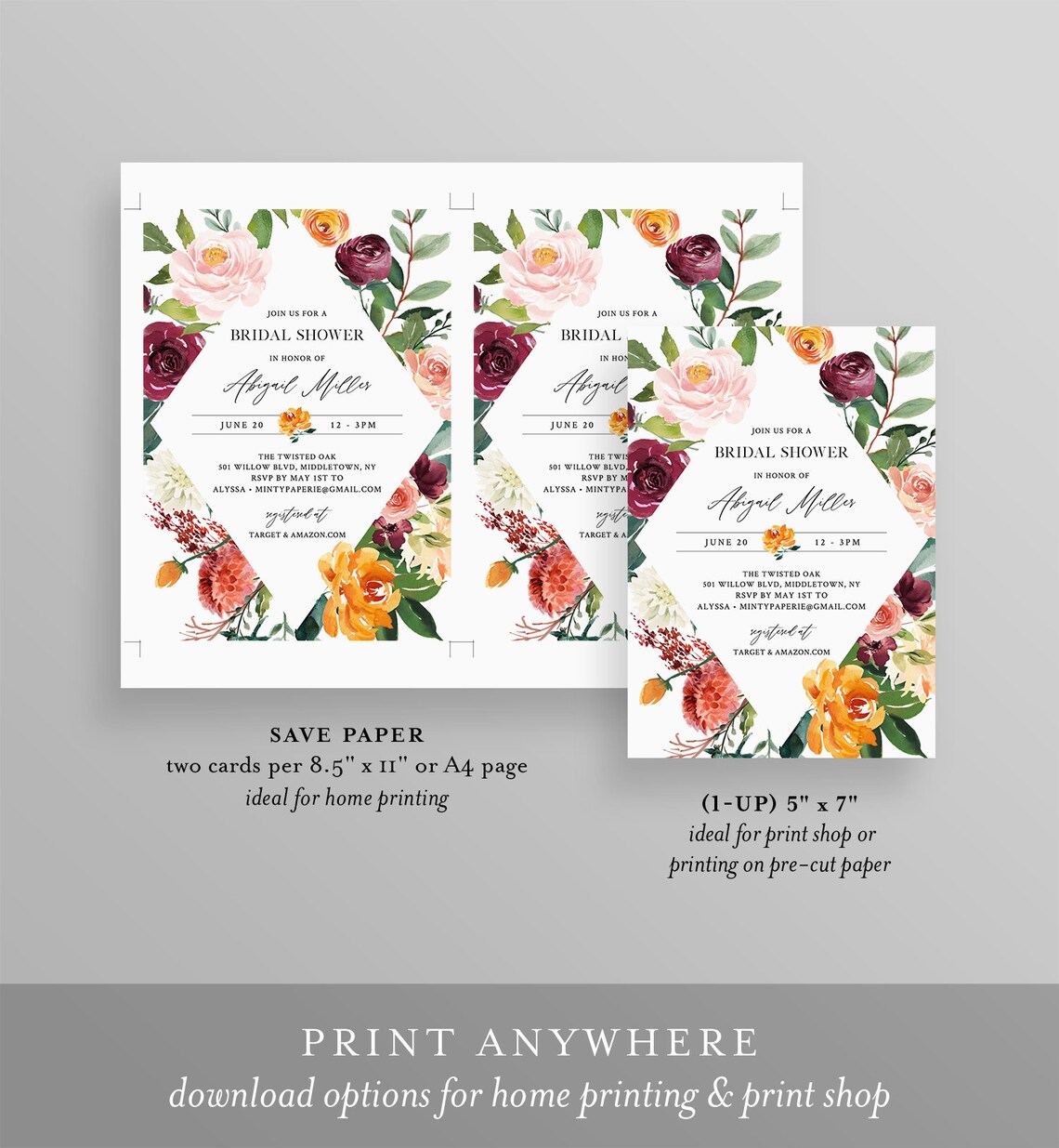 Printable Bridal Shower Invitation INSTANT DOWNLOAD Couples - Etsy