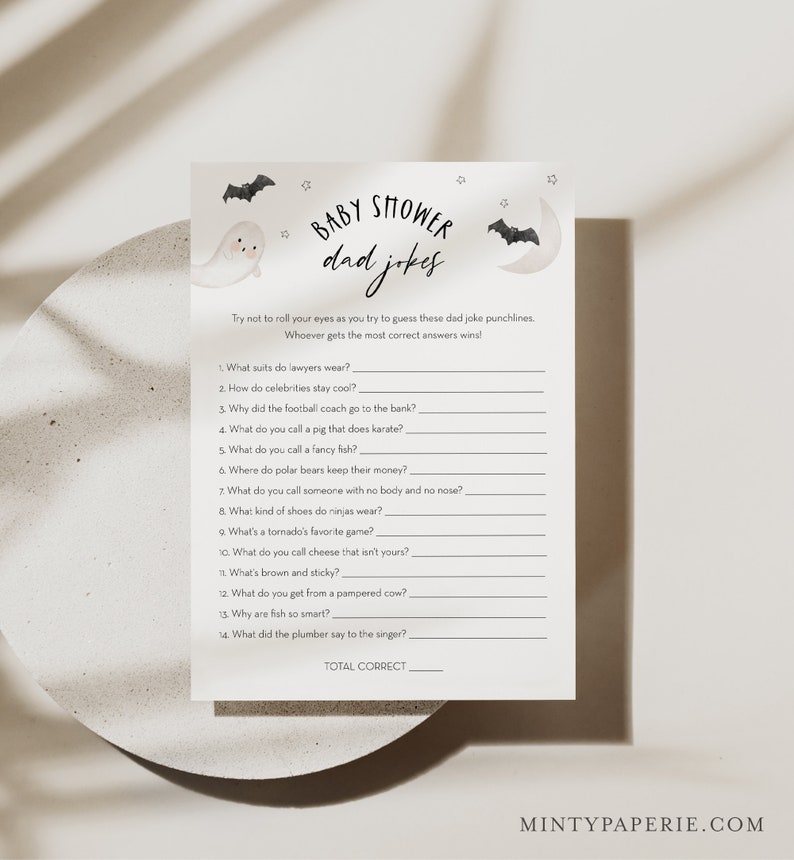 Halloween Dad Jokes Baby Shower Game Funny Jokes and Riddles Etsy