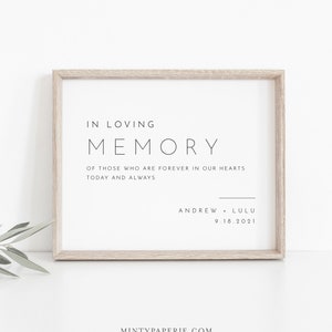 In Loving Memory Sign, INSTANT DOWNLOAD, Editable Text, Printable Wedding Decor, Modern, Minimalist Wedding Memorial Sign, DiY #094-02S