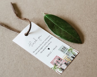Charleston Favor Tag for Bridal Shower or Wedding, Rainbow Row Thank You Tag, INSTANT DOWNLOAD, Editable, Printable, Templett #017B-157FT
