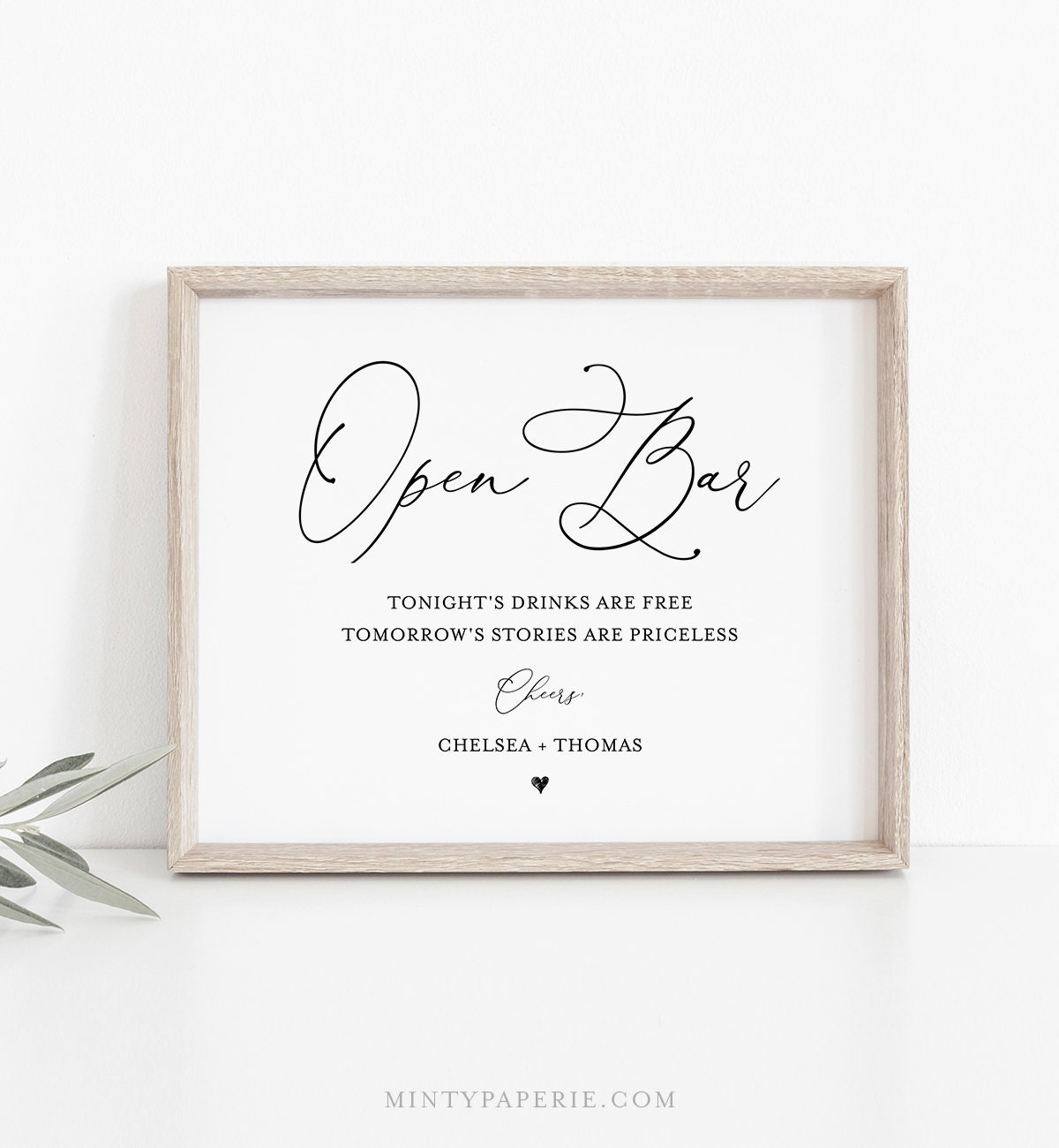 Open Bar Wedding Sign Template, Printable Funny Bar Sign