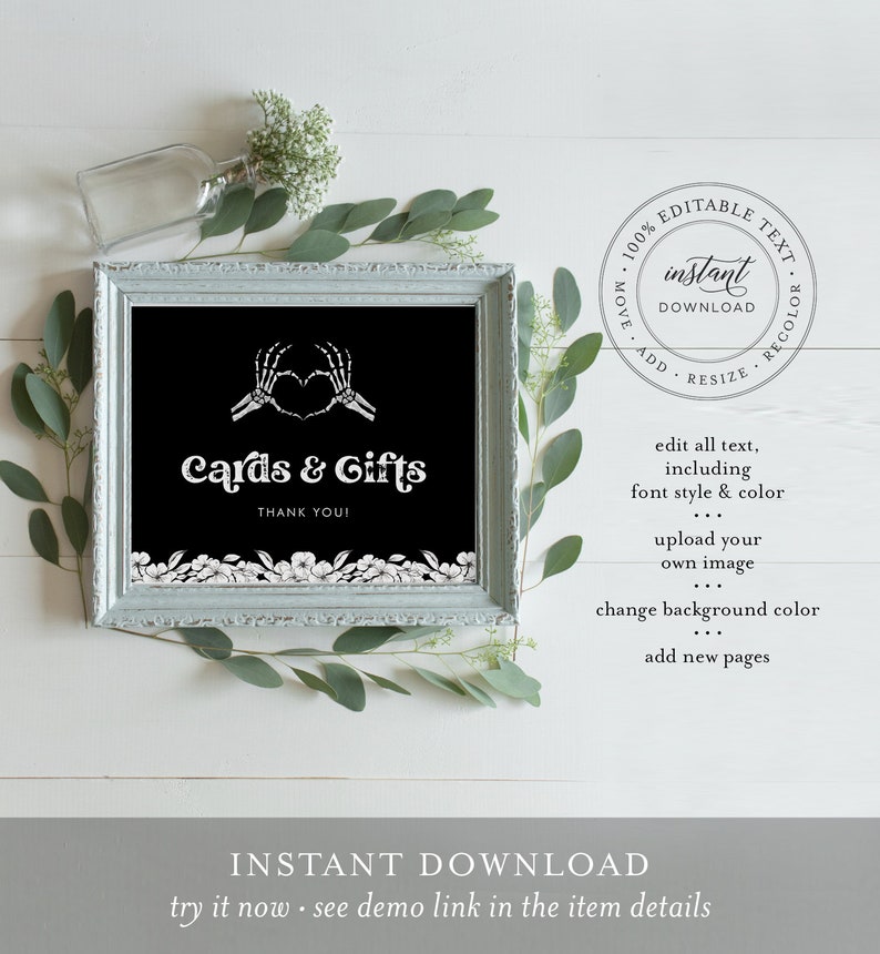 Shawer Rip Frame Skeleton Hand Custom Sign Template, Bridal Shower, Baby Shower, RIP ...