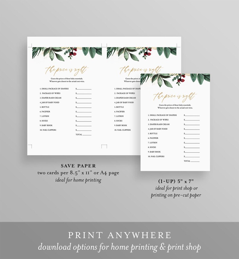 The Price is Right Game Template Printable Christmas Baby | Etsy