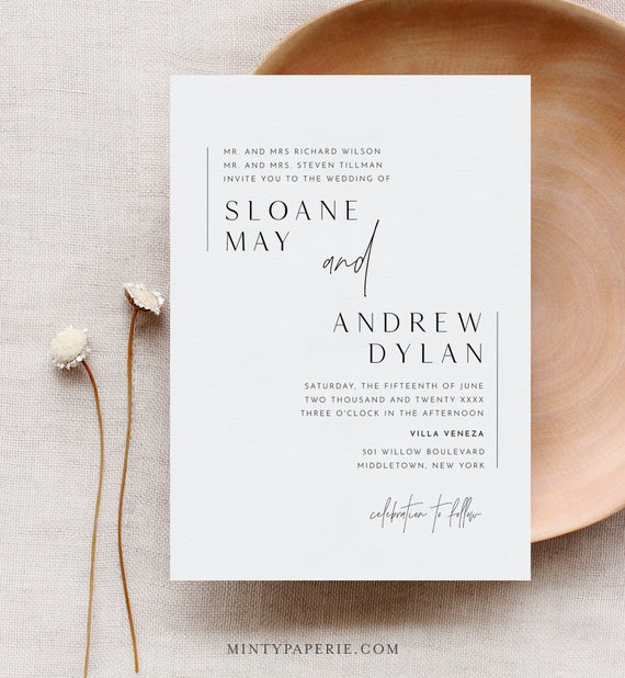 Minimalist wedding invitations deals