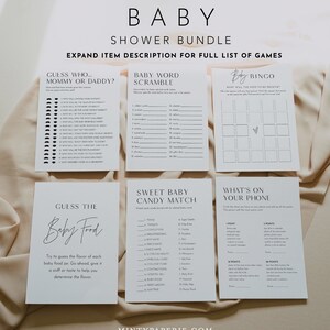 Modern Baby Bundle, 35 Minimalist Baby Shower Games, Editable Template, Personalize, Advice, Diaper Raffle, Instant, Templett #0026-BBGB image 2