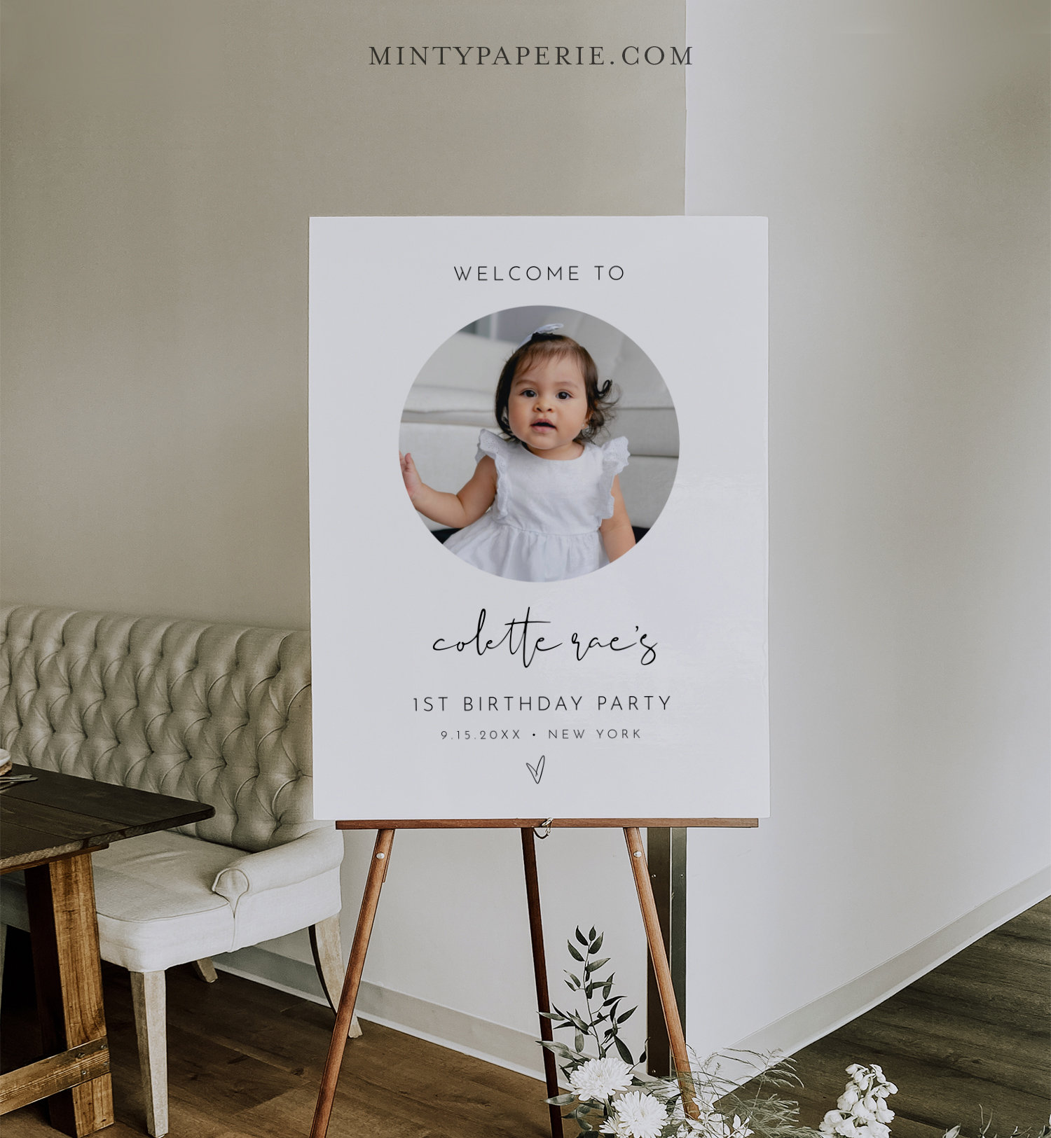 First Birthday Party Sign, Welcome Sign, 1st Year Baby Sign, Modern Arch, One  Year Poster, Editable Template, Instant, Templett #0031-316LS