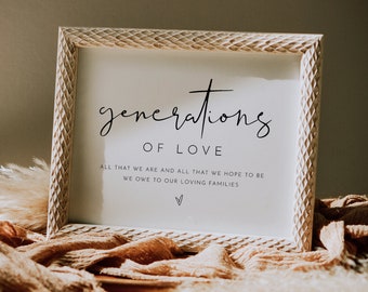 Generations of Love Sign, All That We Are All That We Hope to Be, Wedding Generations Table, Editable Template, Instant, Templett #0031-45S