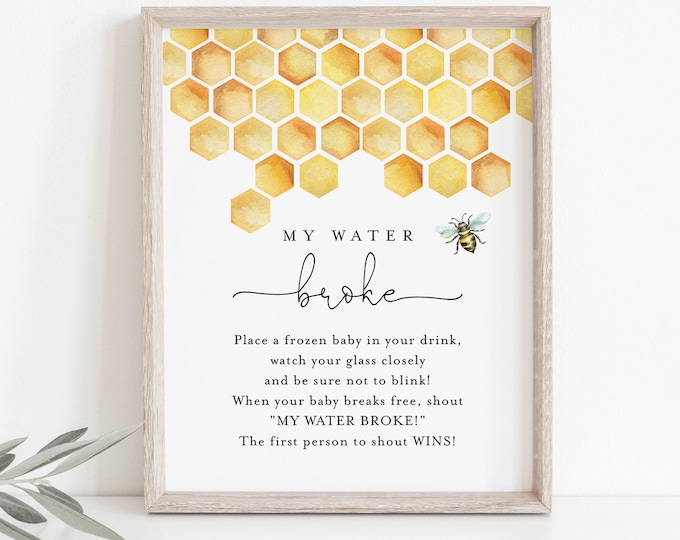 My Water Broke Baby Shower Game, Printable Bee Baby Shower, Frozen Baby Game, Ice Cube, Editable, Instant Download, Templett #097-242BASG