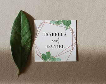 Cactus Favor Tag Template, Succulent Wedding or Bridal Shower Thank You Tag or Label, Editable, Square or Circle Tag, Templett #086-116SF