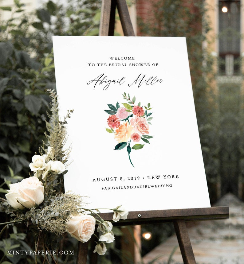 Editable Templett #002-171LS Wedding or Baby Shower Poster Floral Summer Garden Bridal Shower Instant Download Welcome Sign Template