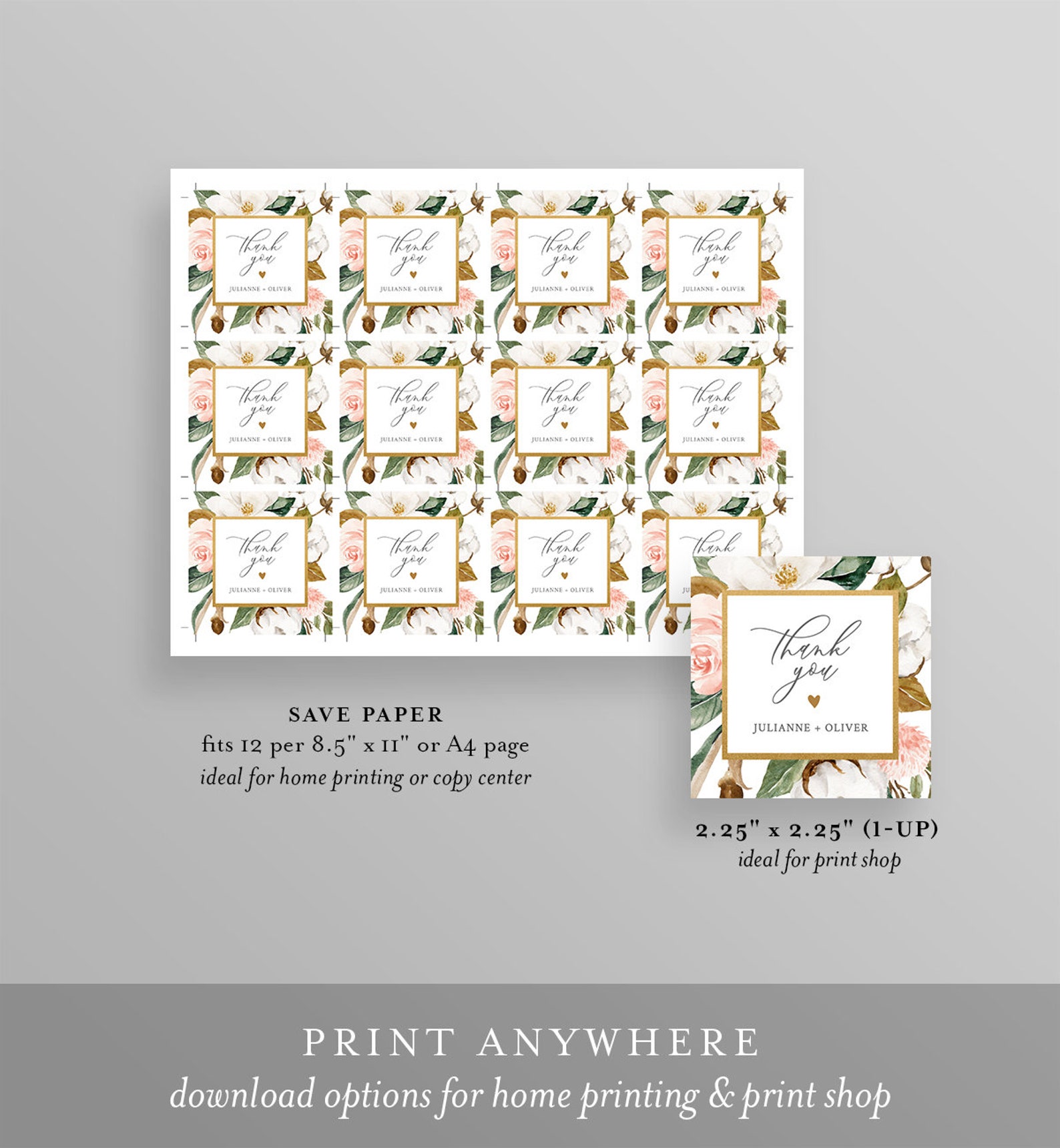 Favor Tag Template Printable Wedding or Bridal Shower Thank - Etsy