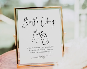Bottle Chug Baby Shower Game, Baby Brewing, Baby Sign, Drink Game, Editable Template, Instant Download, Templett, 8x10 #0009-410BASG