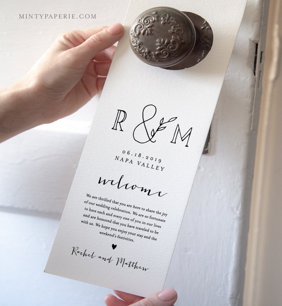 Door Hanger Template Wedding Welcome Letter Note Printable Etsy