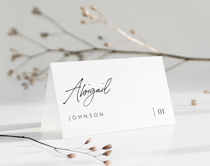 Minimalist Place Card Template, Printable Modern Simple Wedding Buffet Card & Meal Option, INSTANT DOWNLOAD, Editable, Templett #0024-200PC