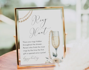 Ring Hunt Bridal Shower Game, Ring Game, Pearls and Prosecco Bridal Shower Printable, Editable, Instant Download, Templett #0065-31BRG