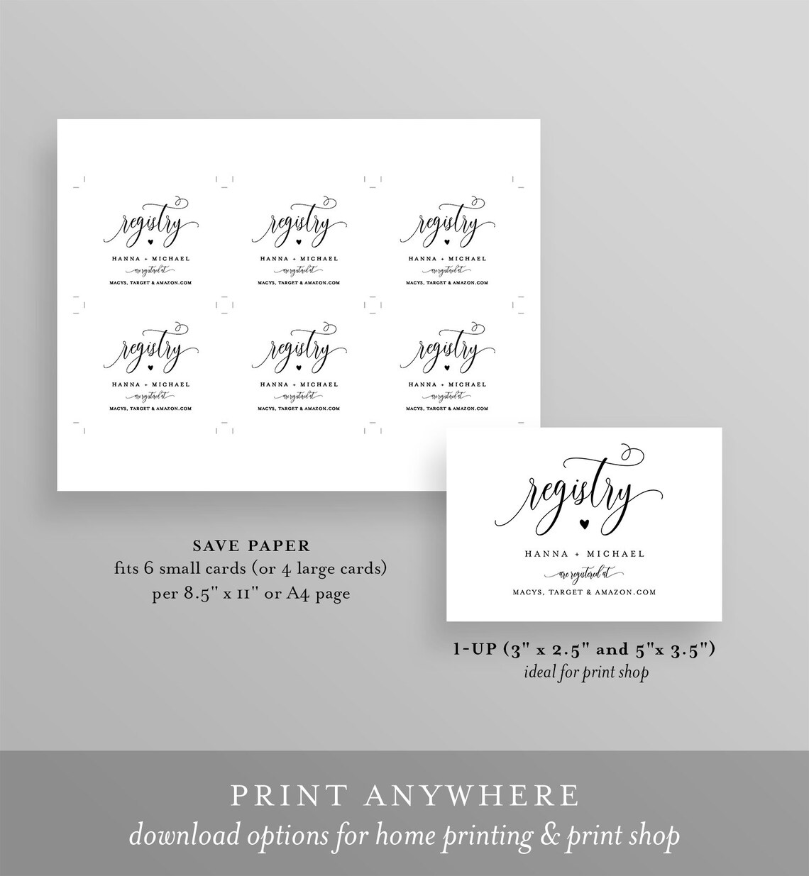 Registry Card Template Bridal Shower Registry Insert Wedding Etsy