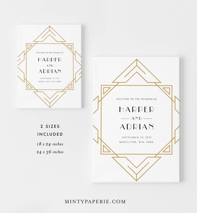 Art Deco Welcome Sign Printable Minimal Retro Wedding or | Etsy