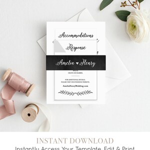 Wedding Invitation Set, Pocket Fold, Printable Calligraphy Invite & Enclosure Cards, Instant Download, 100% Editable Template, Templett 012 image 5