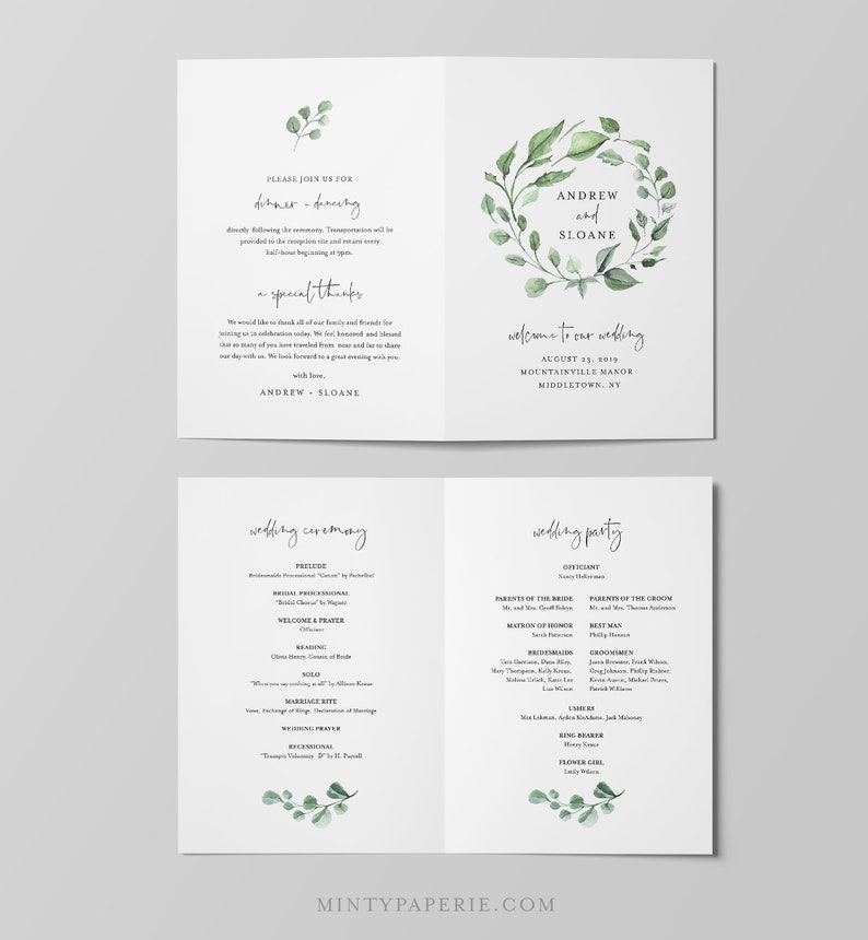 Wedding Program Template Order of Service Catholic Ceremony | Etsy