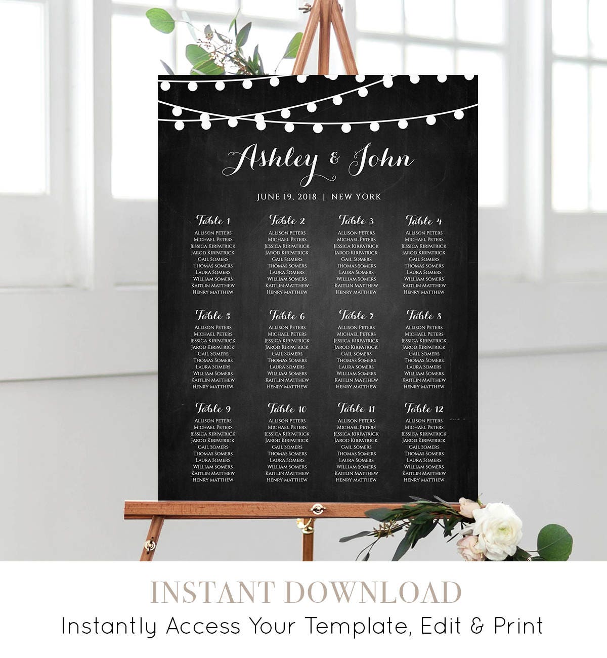 Chalkboard Table Seating Chart