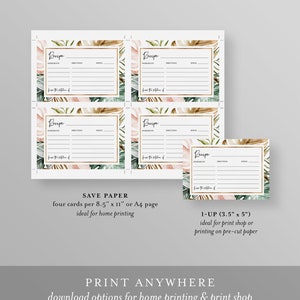 Tropical Recipe Card Template, Instant Download, 100% Editable Text ...
