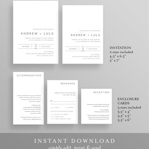 Modern Pocket Fold Wedding Invitation Set, Minimalist Invite & Enclosure Cards, Instant Download, 100% Editable Template, Templett 094PF image 3