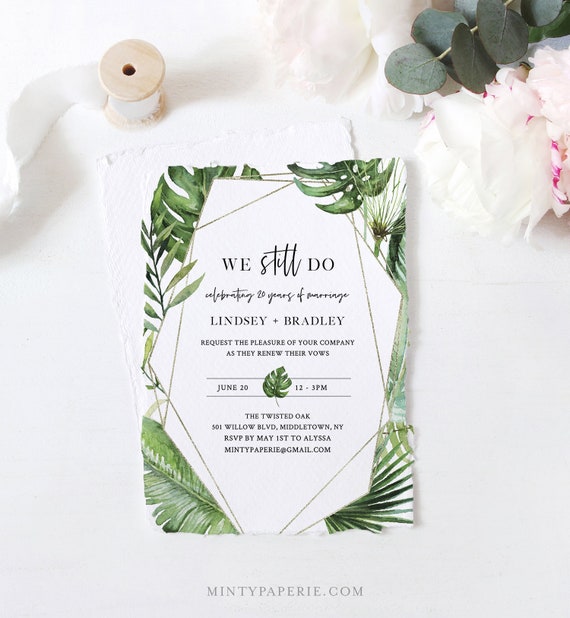 Tropical Vow Renewal Invitation Template Destination Beach Etsy