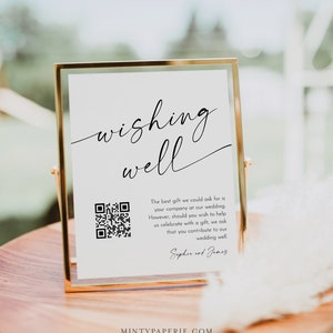 Znak studni życzeń, Karta funduszu na miesiąc miodowy, Wkładka do funduszu ślubnego QR, Prezent pieniężny na ślub Venmo, Szablon edytowalny, Natychmiastowy, Szablon #0034W-50S