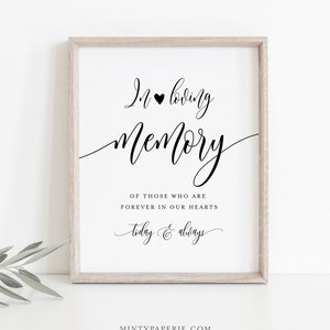In Loving Memory Sign, INSTANT DOWNLOAD, Editable Text, Printable Wedding Decor, Simple, Modern, Rustic Wedding Memorial Sign, DiY #008-01S