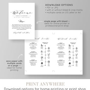 Wedding Itinerary, Welcome Letter Template, Printable Welcome Bag Note, Order of Events, Agenda, Icon Timeline, 100% Editable 037-110WB image 4